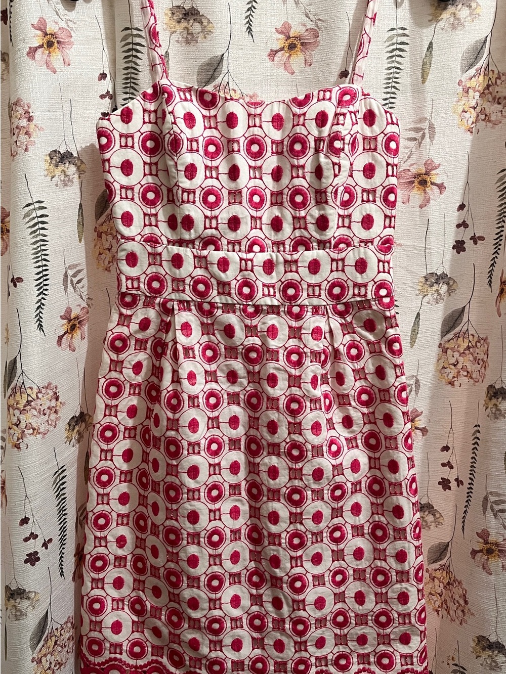 Liquido Red and White Geometric Spaghetti-Strap Mini Dress